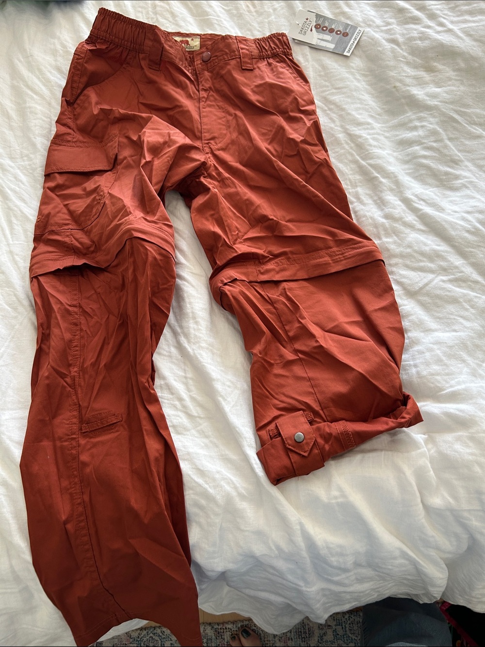 Kids Convertible Cargo Hiking Pants - Rust Red